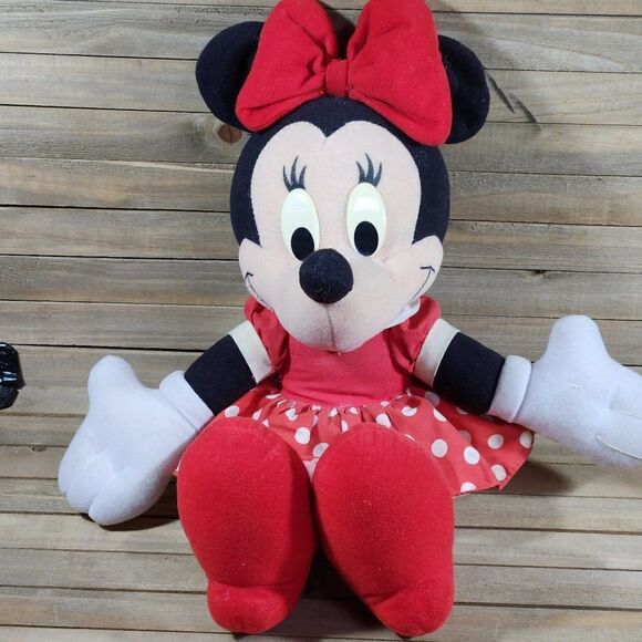 16" Talking Minnie Mouse Plush Spanish Version Red Bow Polka Dot Dress Red Shoes - Picture 1 of 5